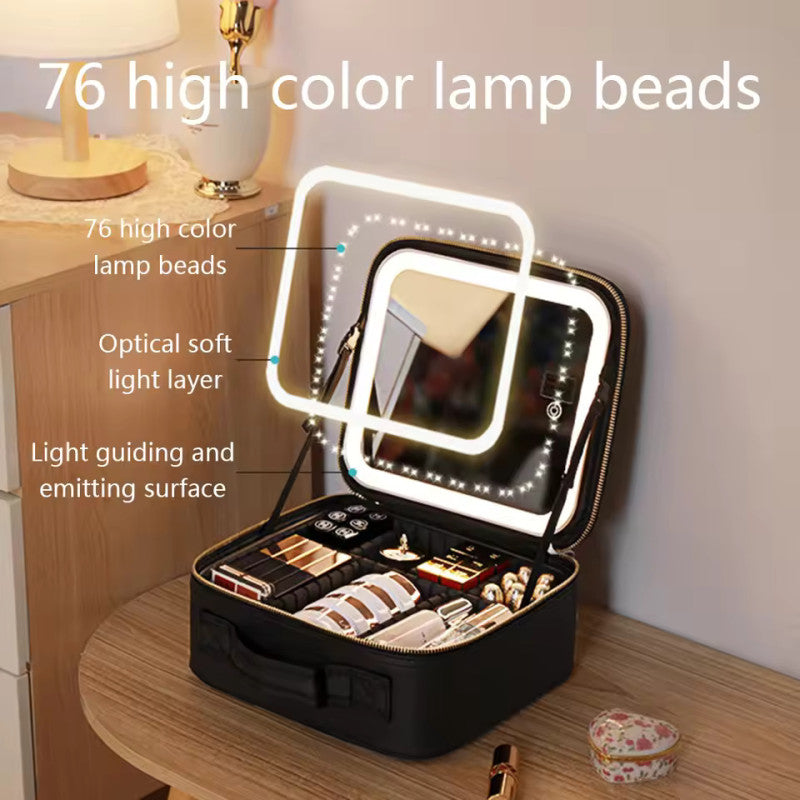Makeup Bag with LED Mirror Travel Makeup Case for Women and Makeup Artists Cosmetic Organizer Large Make up Bags