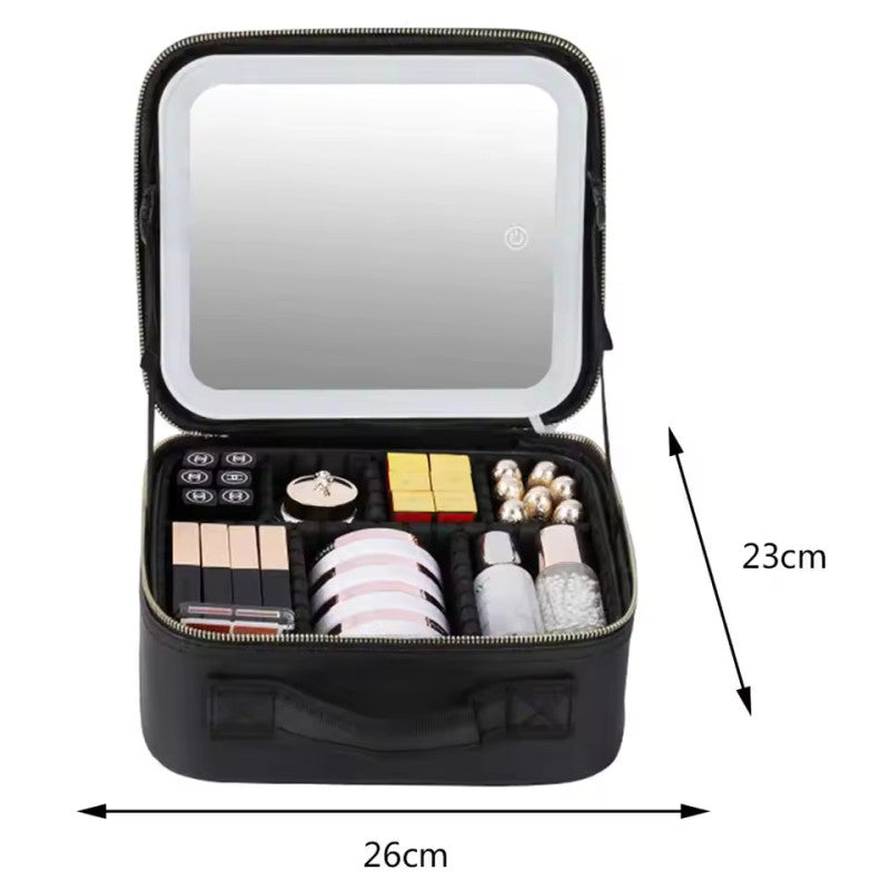 Makeup Bag with LED Mirror Travel Makeup Case for Women and Makeup Artists Cosmetic Organizer Large Make up Bags